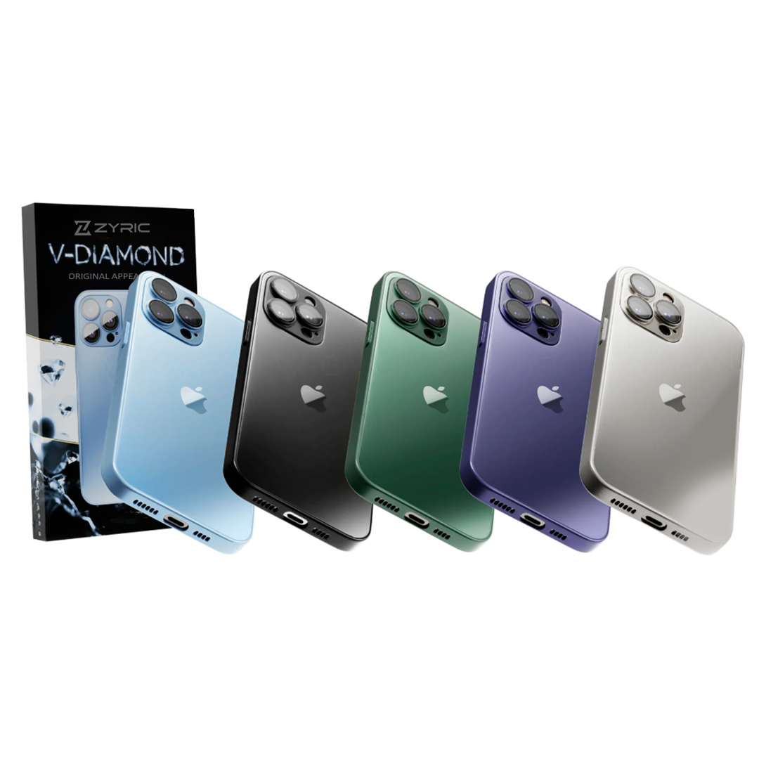 V-DIAMOND Zyric Phone Case – Frosted Tempered Glass Shield (20x Stronger Protection)