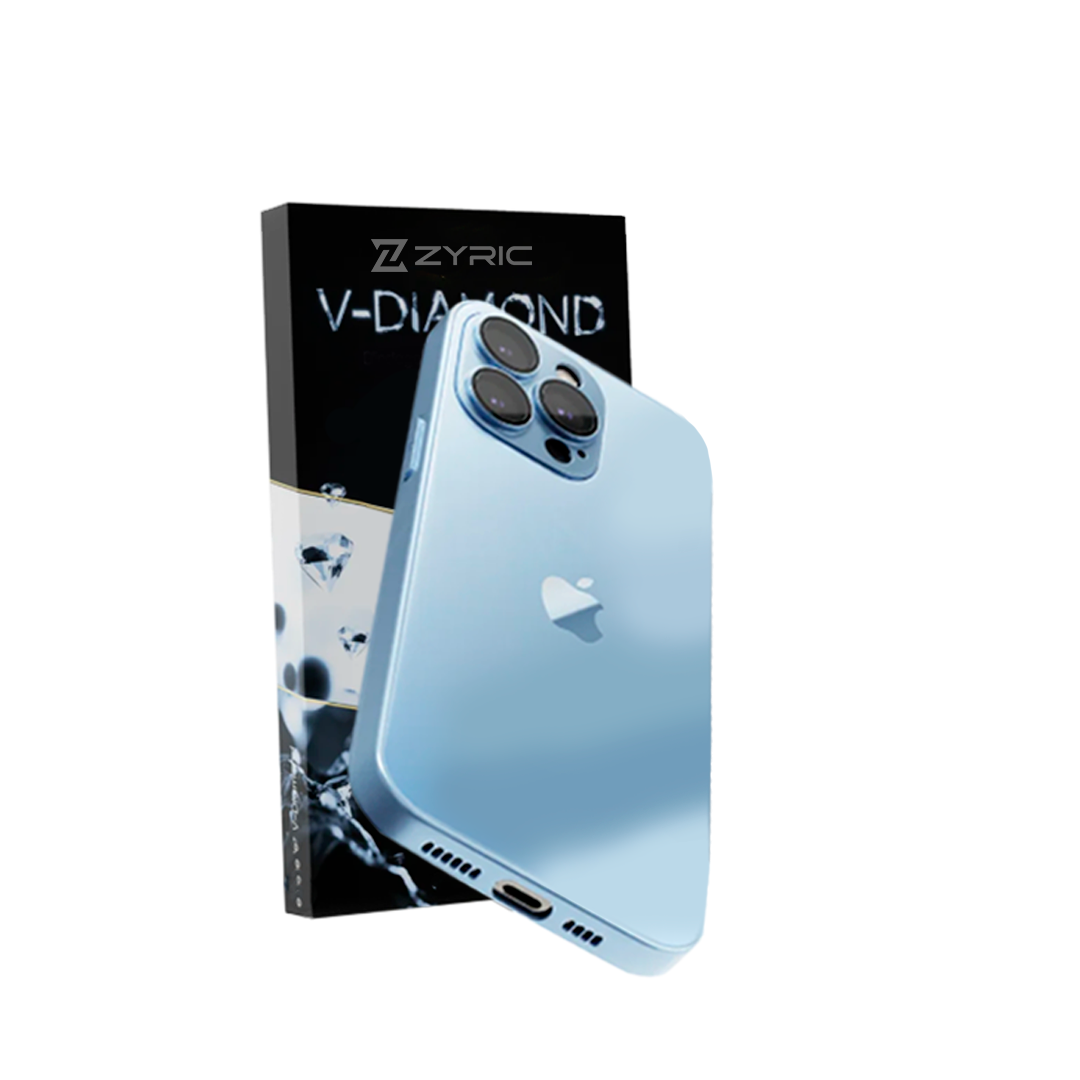 V-DIAMOND Zyric Phone Case – Frosted Tempered Glass Shield (20x Stronger Protection)