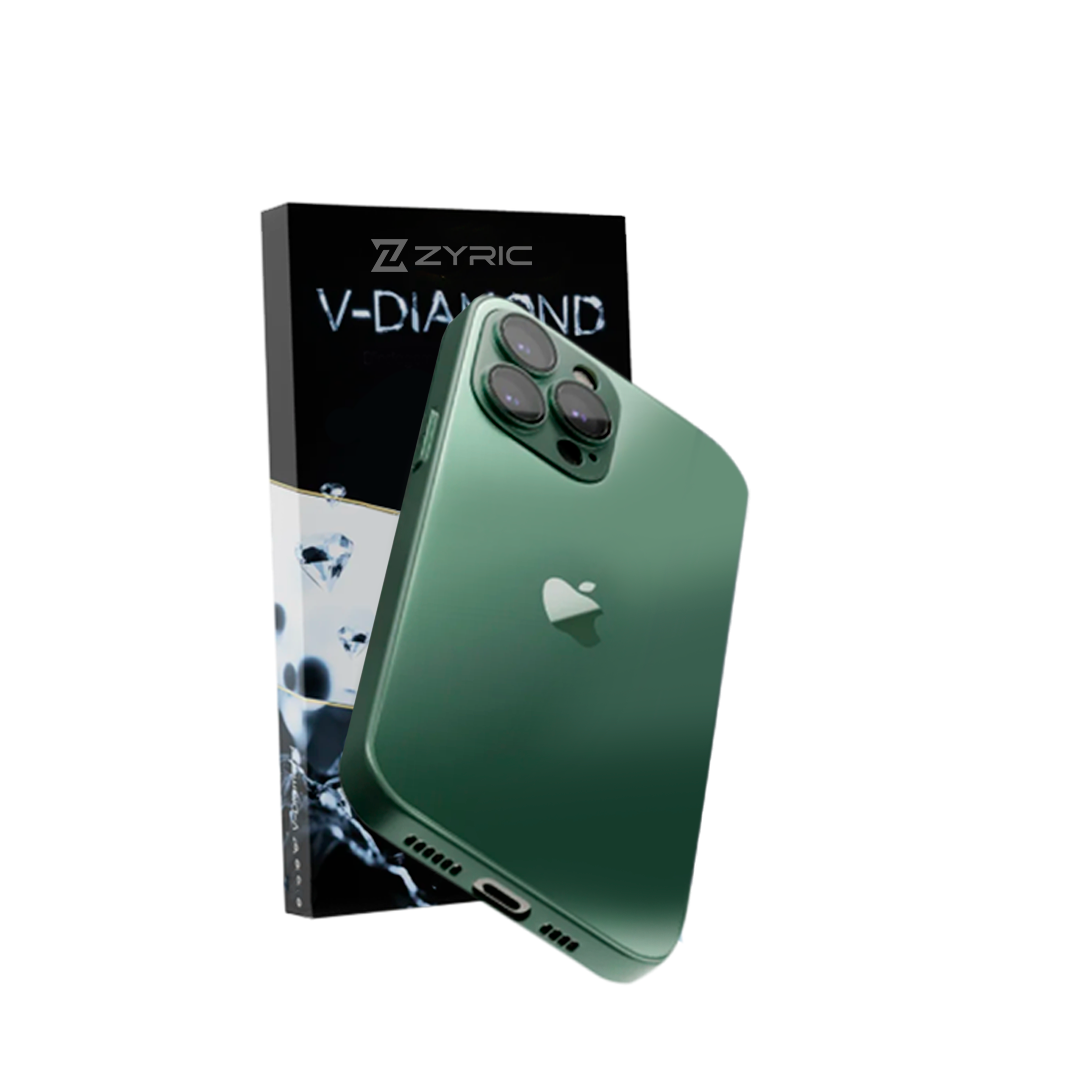 V-DIAMOND Zyric Phone Case – Frosted Tempered Glass Shield (20x Stronger Protection)