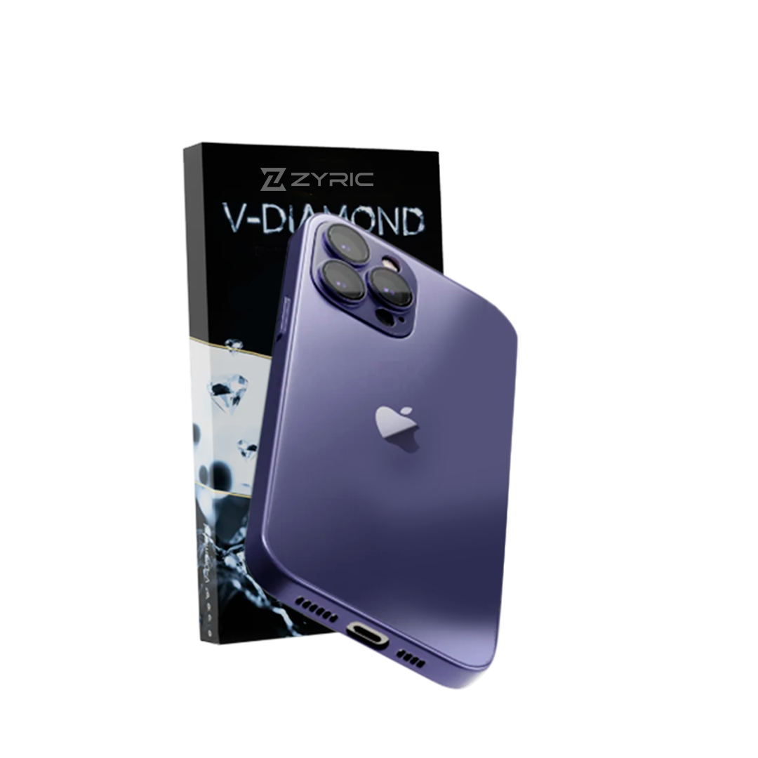 V-DIAMOND Zyric Phone Case – Frosted Tempered Glass Shield (20x Stronger Protection)